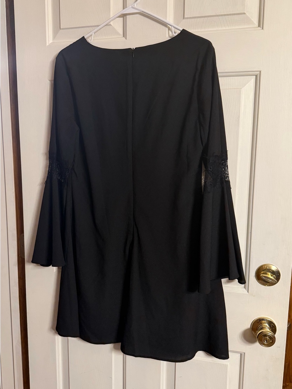 Women’s Black Midi Dress with Lace Bell Sleeves Size L - Picture 5 of 5